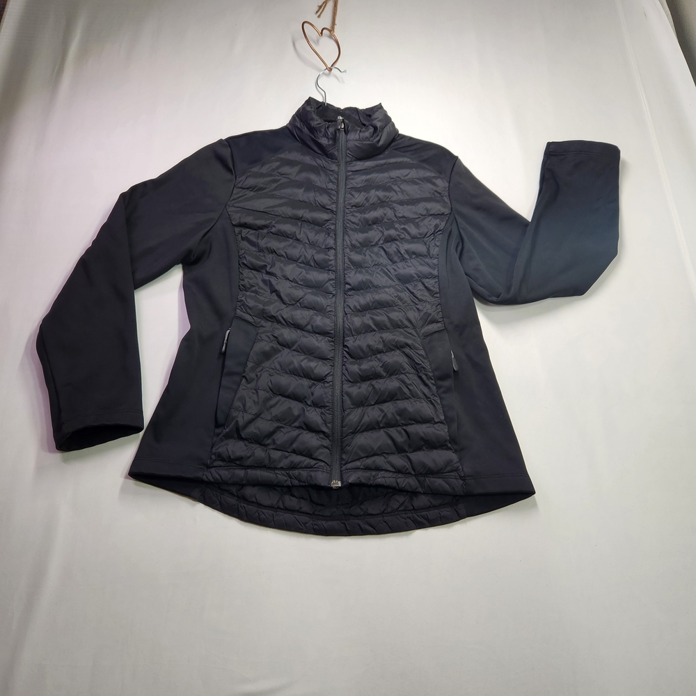 ⭐️32 Degrees Heat Black Mixed Media Puffer Jacket Size Medium Fall Winter Cozy